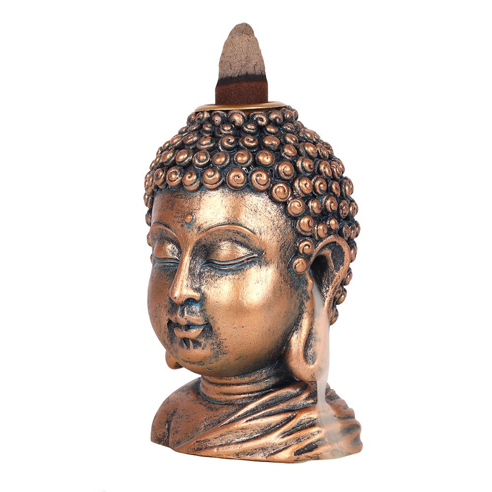 Eleanoras BRONZE BUDDHA HEAD BACKFLOW INCENSE BURNER Backflow Burners