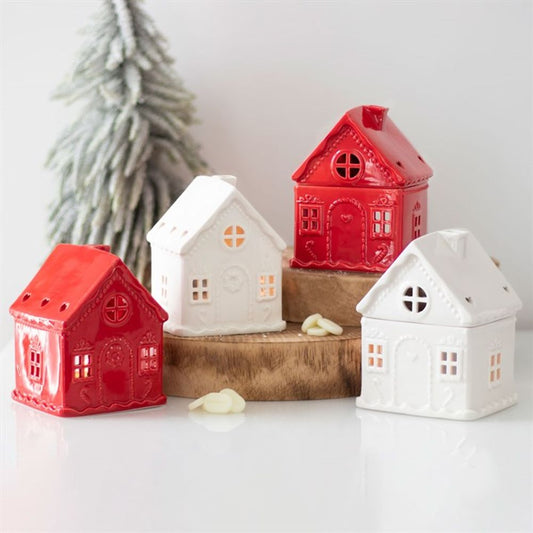 WHITE GINGERBREAD HOUSE OIL BURNER