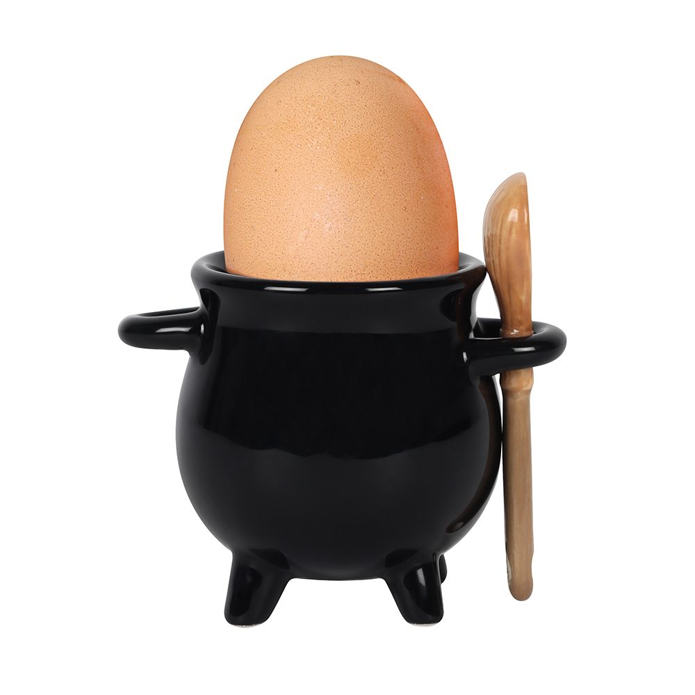 Eleanoras Cauldron Egg Cup With Broom Spoon Egg Cups & Storage