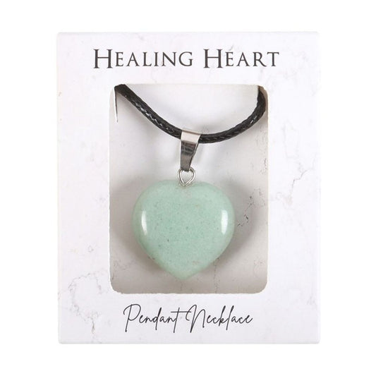 GREEN ADVENTURINE HEALING CRYSTAL HEART NECKLACE