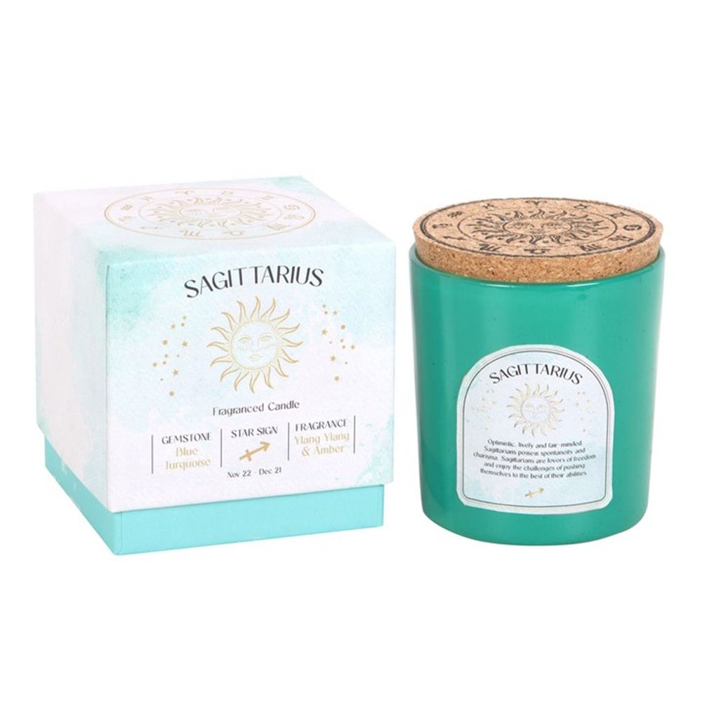 Eleanoras SAGITTARIUS YLANG YLANG & AMBER GEMSTONE ZODIAC CANDLE Candles - Scented