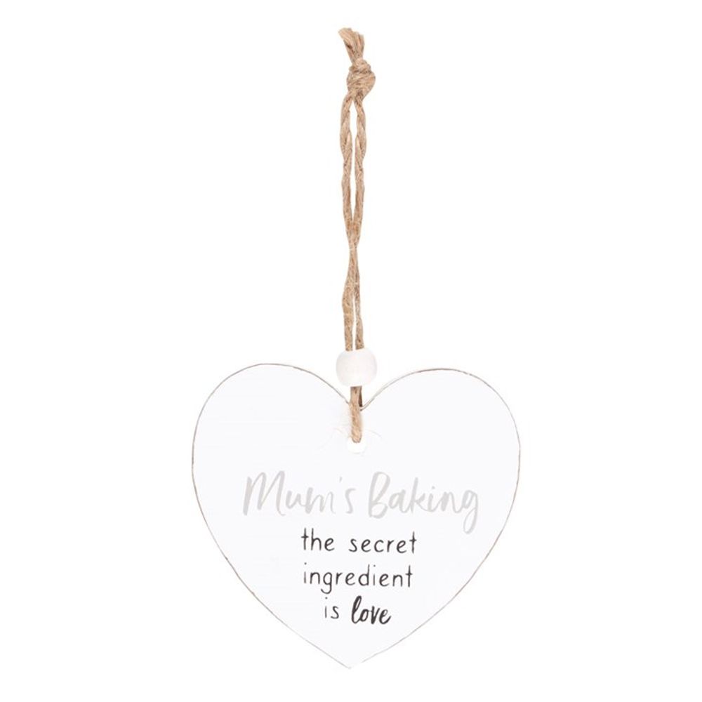 Eleanoras Mum's Baking Secret Ingredient Hanging Heart Sentiment Sign 