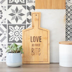 Eleanoras LOVE AT FIRST BITE BAMBOO SERVING BOARD Serving Boards