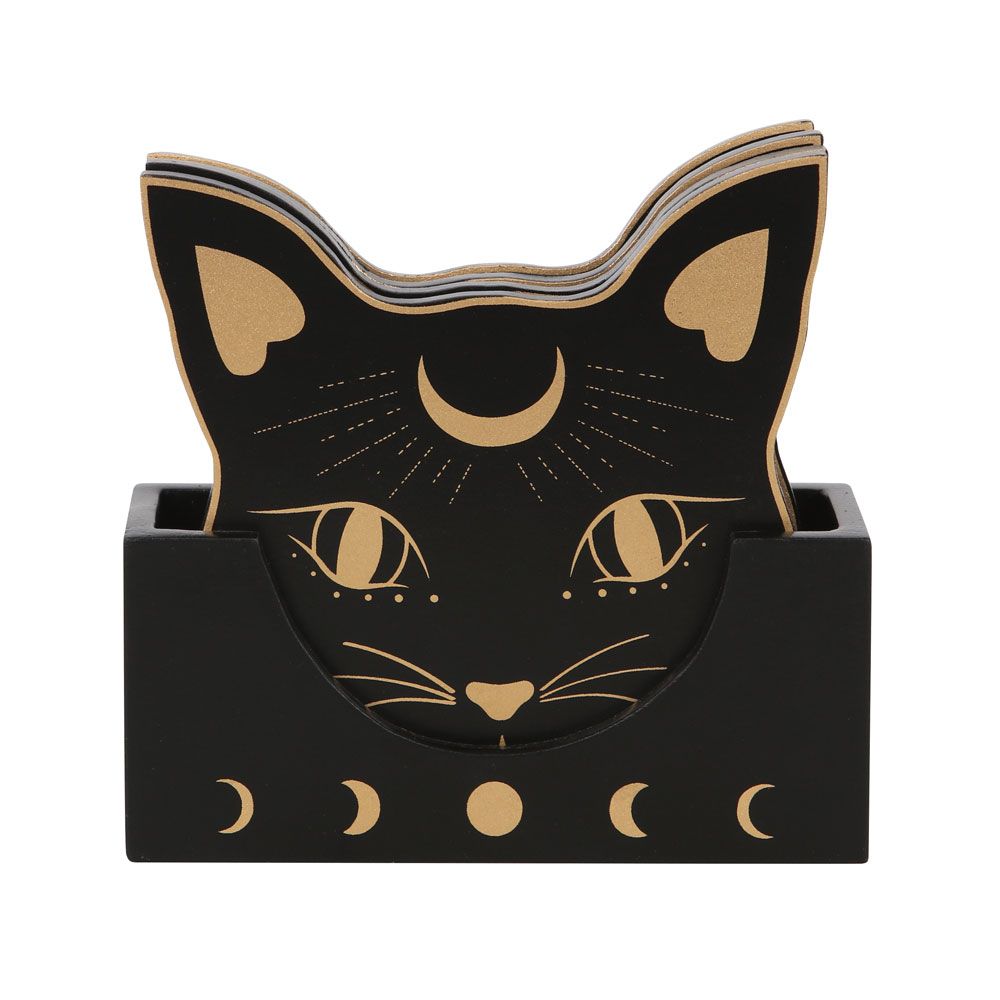 Eleanoras MYSTIC MOG CAT FACE COASTER SET Placemats & Coasters