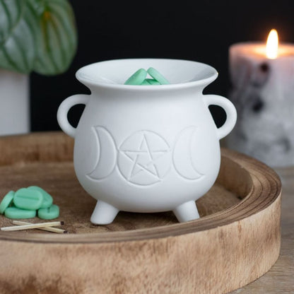 TRIPLE MOON WHITE CAULDRON OIL BURNER