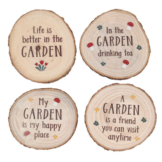 Eleanoras GARDEN WOOD SLICE COASTER SET PLACEMATS & COASTERS