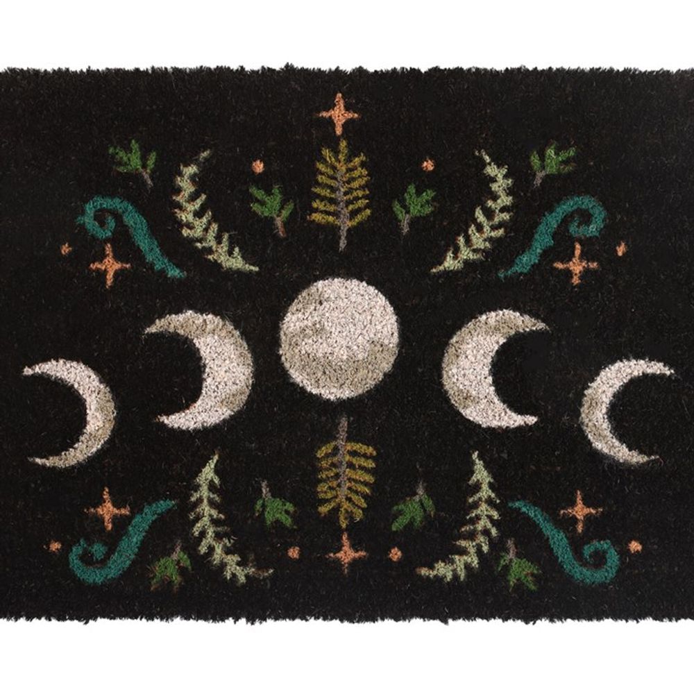 Dark Forest Moon Phase Black Doormat