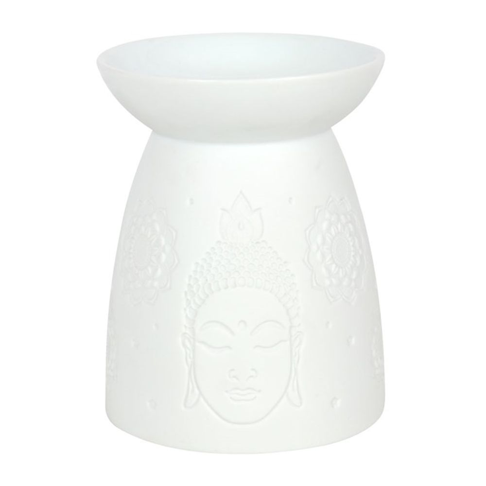 BUDDHA FACE WHITE CERAMIC OIL BURNER