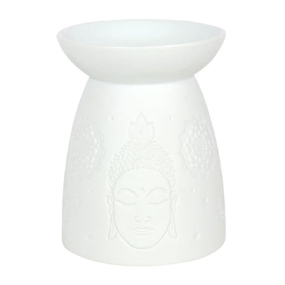 BUDDHA FACE WHITE CERAMIC OIL BURNER