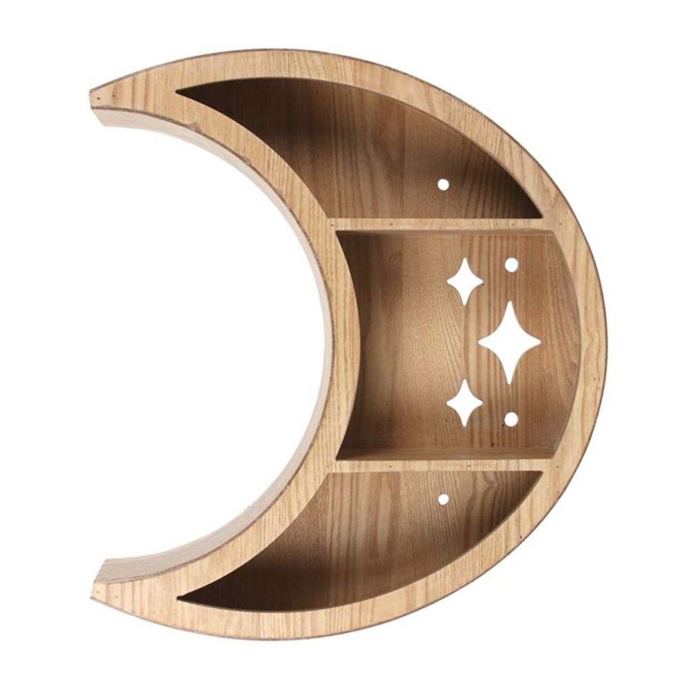 Eleanoras Crescent Moon Wooden Wall Shelf 