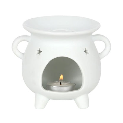 TRIPLE MOON WHITE CAULDRON OIL BURNER