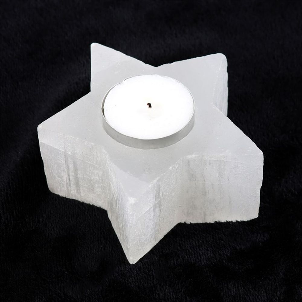 Eleanoras SELENITE STAR TEALIGHT HOLDER CANDLE HOLDERS