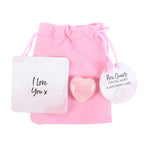 Eleanoras I LOVE YOU ROSE QUARTZ CRYSTAL HEART IN A BAG 
