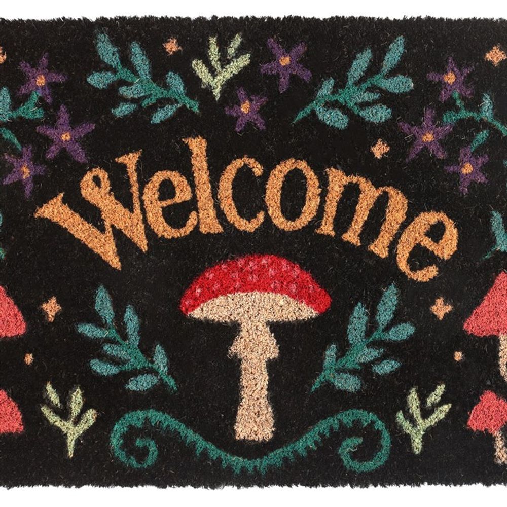 BLACK MUSHROOM WELCOME DOOR MAT