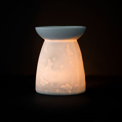 BUTTERFLY WHITE CERAMIC OIL BURNER