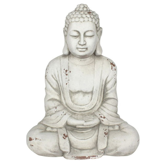 Eleanoras White Hands In Lap Sitting Garden Buddha Figurines & Sculptures