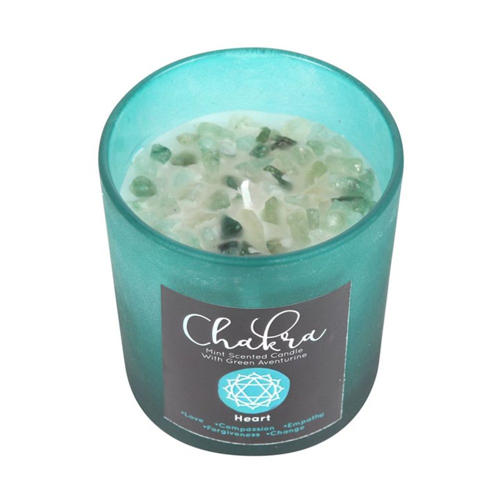 HEART CHAKRA MINT CRYSTAL CHIP CANDLE