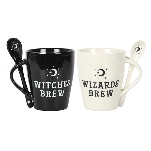 WITCH & WIZARD COUPLES MUG & SPOON SET