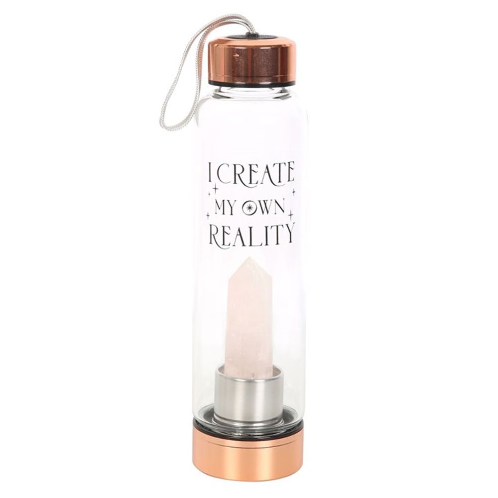 Rose Quartz Create My Own Reality Glass Water Bottle WATER BOTTLES from Eleanoras
