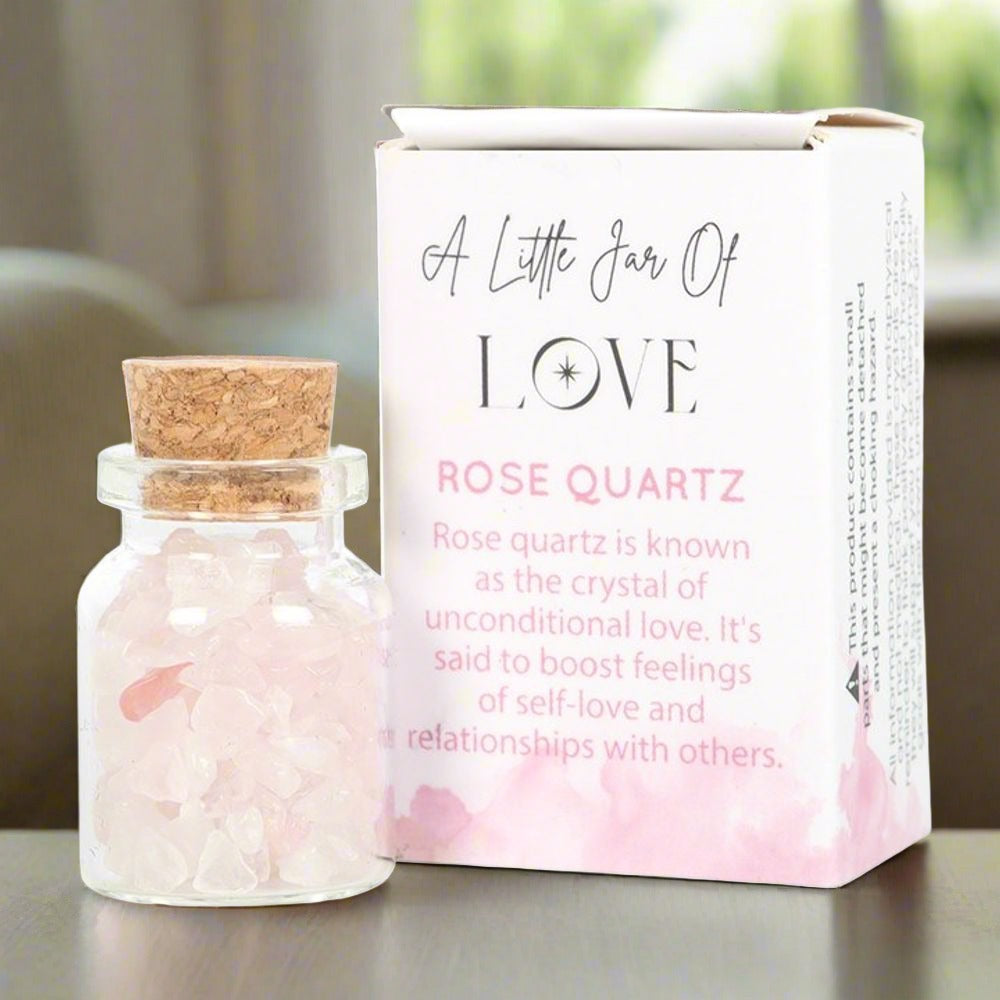 JAR OF LOVE ROSE QUARTZ CRYSTAL IN A MATCHBOX