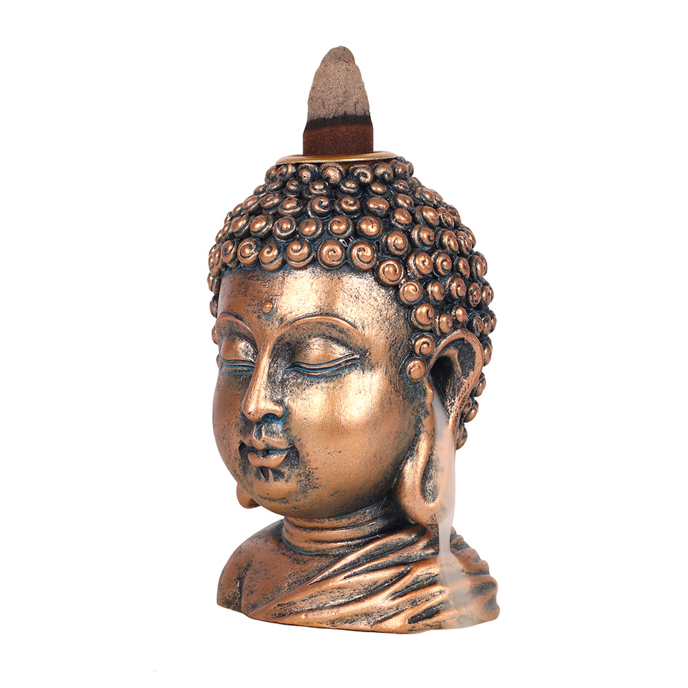 Eleanoras BRONZE BUDDHA HEAD BACKFLOW INCENSE BURNER Backflow Burners