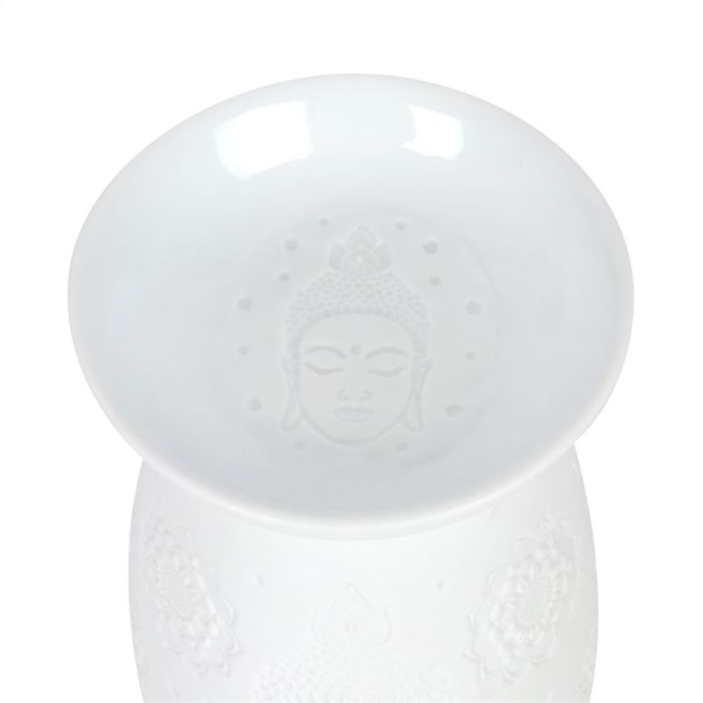 Eleanoras Buddha Face White Ceramic Oil Burner Oil Burners