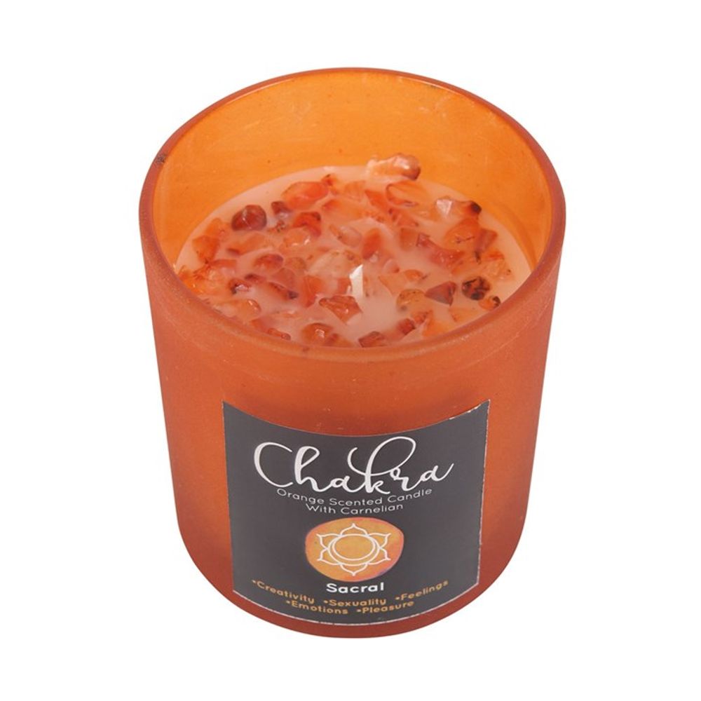 SACRAL CHAKRA ORANGE CRYSTAL CHIP CANDLE