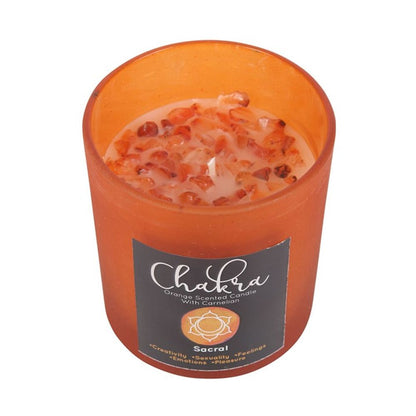 SACRAL CHAKRA ORANGE CRYSTAL CHIP CANDLE