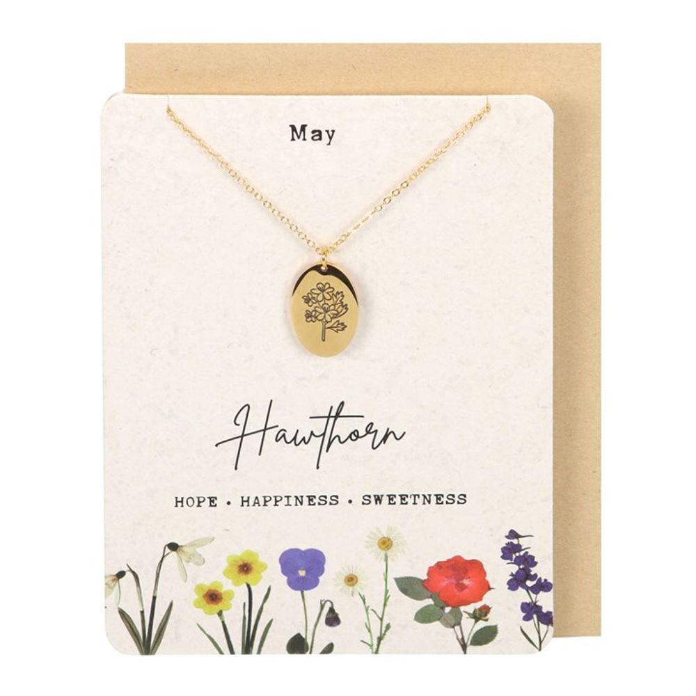 Eleanoras May Hawthorn Birth Flower Necklace Card Jewellery