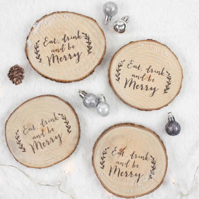 Eleanoras Set of 4 Printed Log Coasters Placemats & Coasters