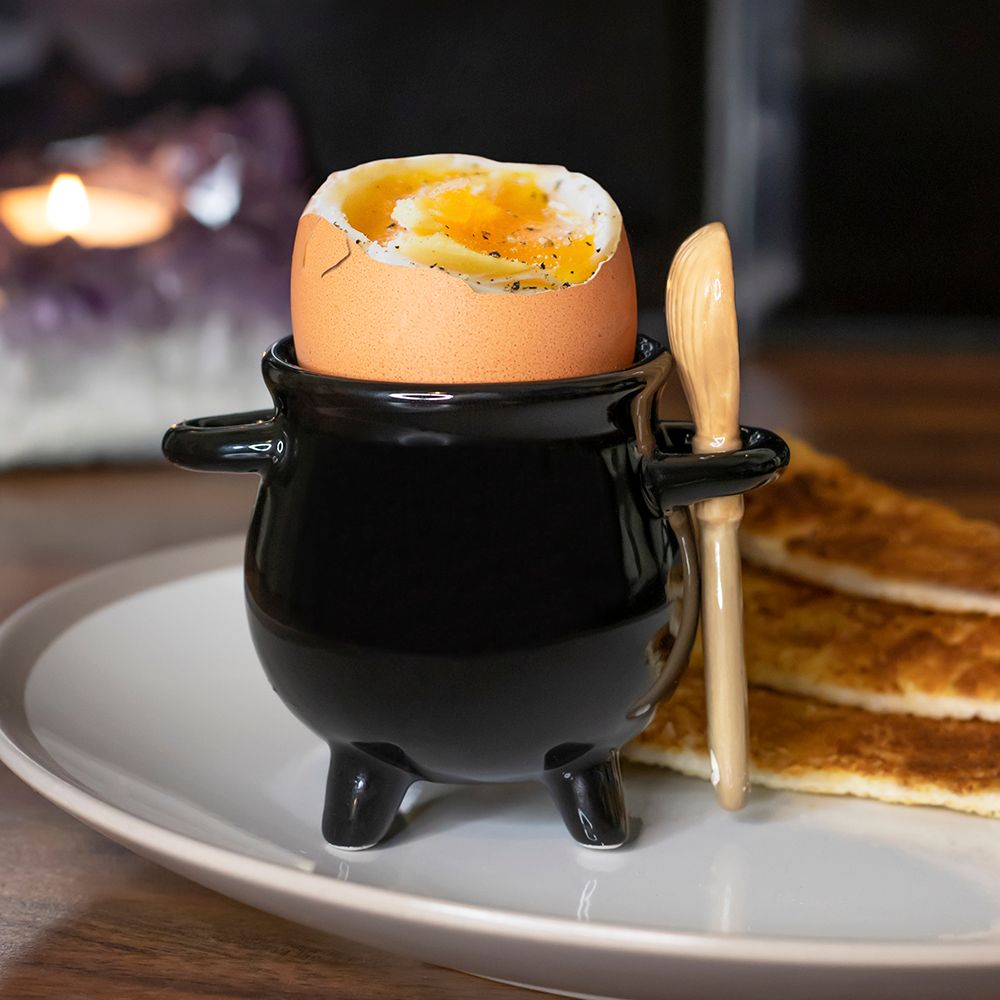 Eleanoras Cauldron Egg Cup With Broom Spoon Egg Cups & Storage