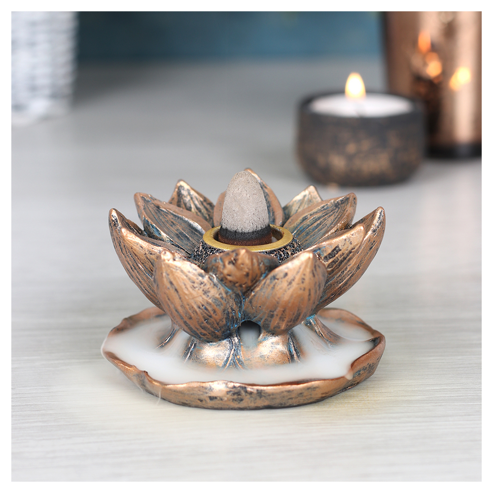 BRONZE LOTUS BACKFLOW INCENSE BURNER