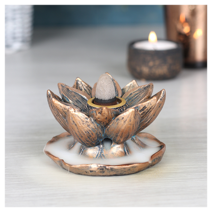 BRONZE LOTUS BACKFLOW INCENSE BURNER