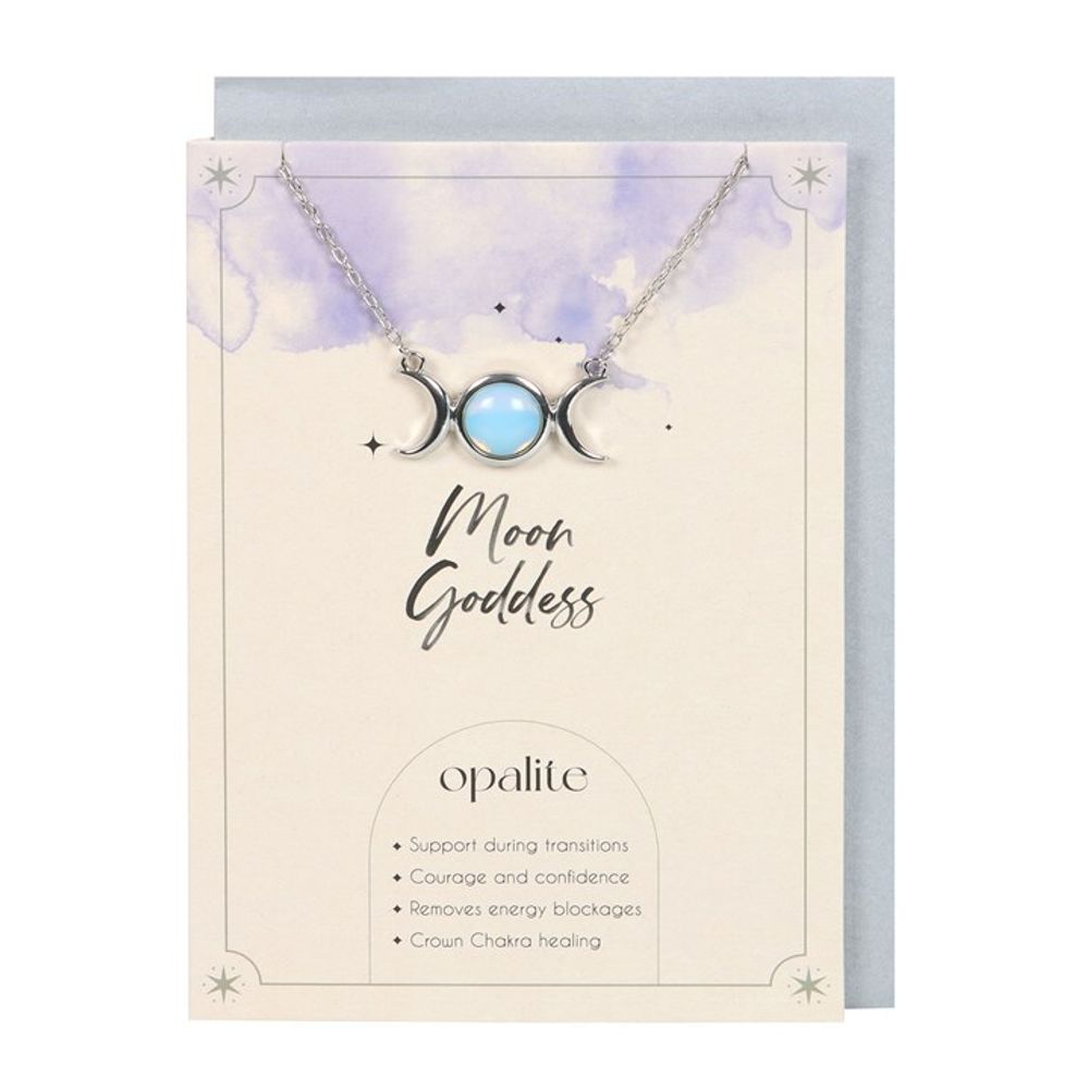 Eleanoras Opalite Triple Moon Necklace Card Jewellery