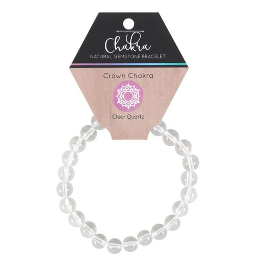 Eleanoras Crown Chakra Clear Quartz Gemstone Bracelet JEWELLERY