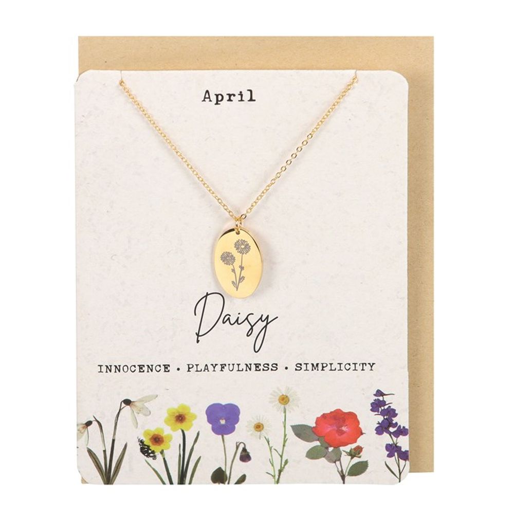 Eleanoras APRIL DAISY BIRTH FLOWER NECKLACE CARD Jewellery