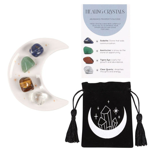 SUCCESS HEALING CRYSTAL SET WITH MOON TRINKET DISH CRYSTALS from Eleanoras