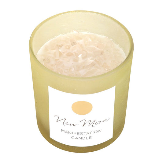 Eleanoras New Moon Wild Orange Manifestation Candle with Clear Quartz Candles