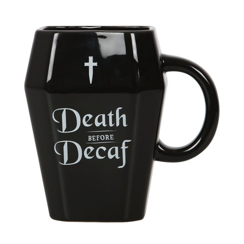 Eleanoras DEATH BEFORE DECAF COFFIN MUG Mugs