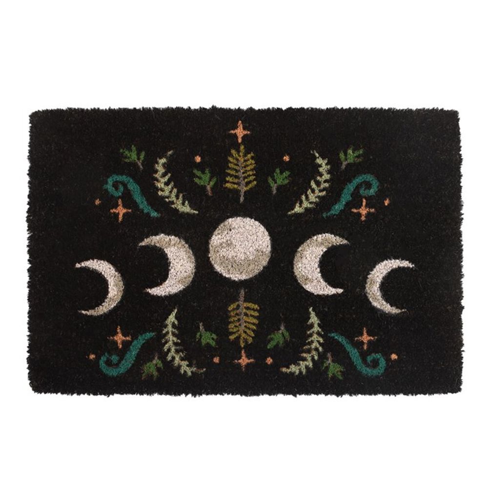 Dark Forest Moon Phase Black Doormat