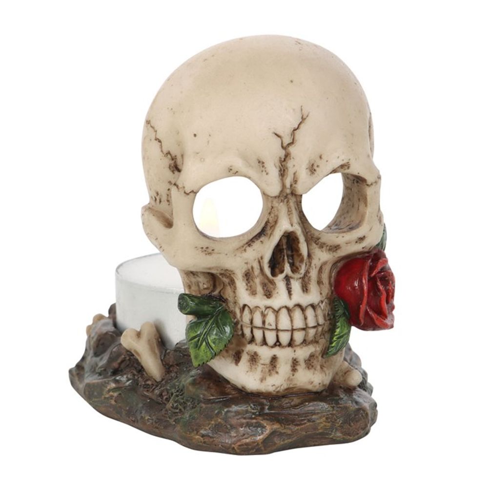 SKULL ROSE TEALIGHT HOLDER