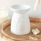 Eleanoras Buddha Face White Ceramic Oil Burner Oil Burners