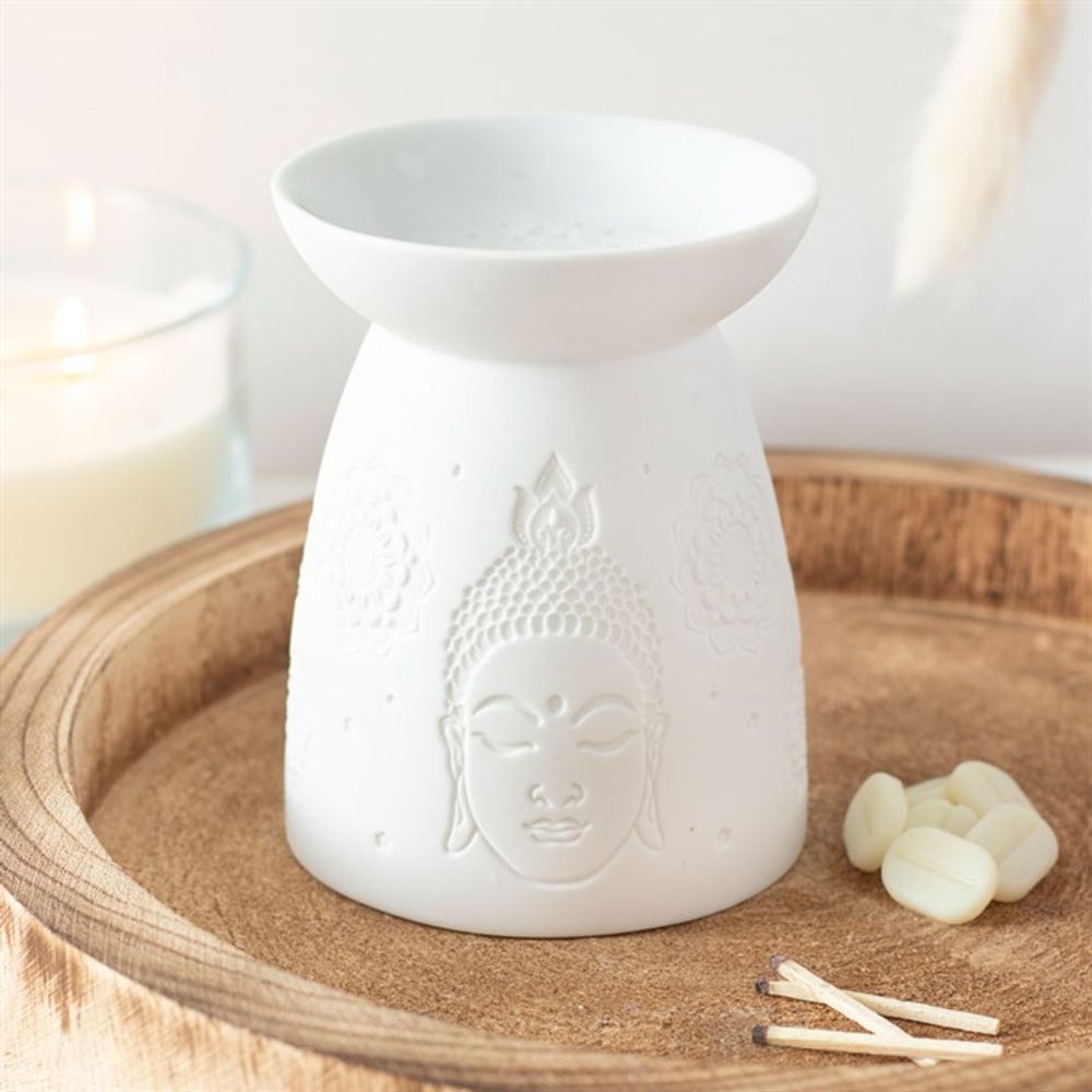 BUDDHA FACE WHITE CERAMIC OIL BURNER