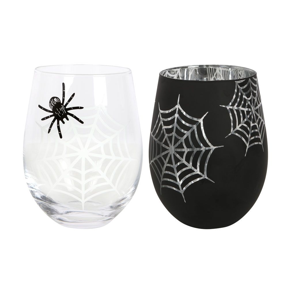 Eleanoras SET OF 2 SPIDER & WEB GLASSES Glassware