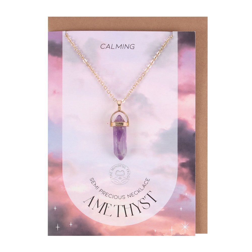 Eleanoras AMETHYST CRYSTAL NECKLACE CARD Jewellery