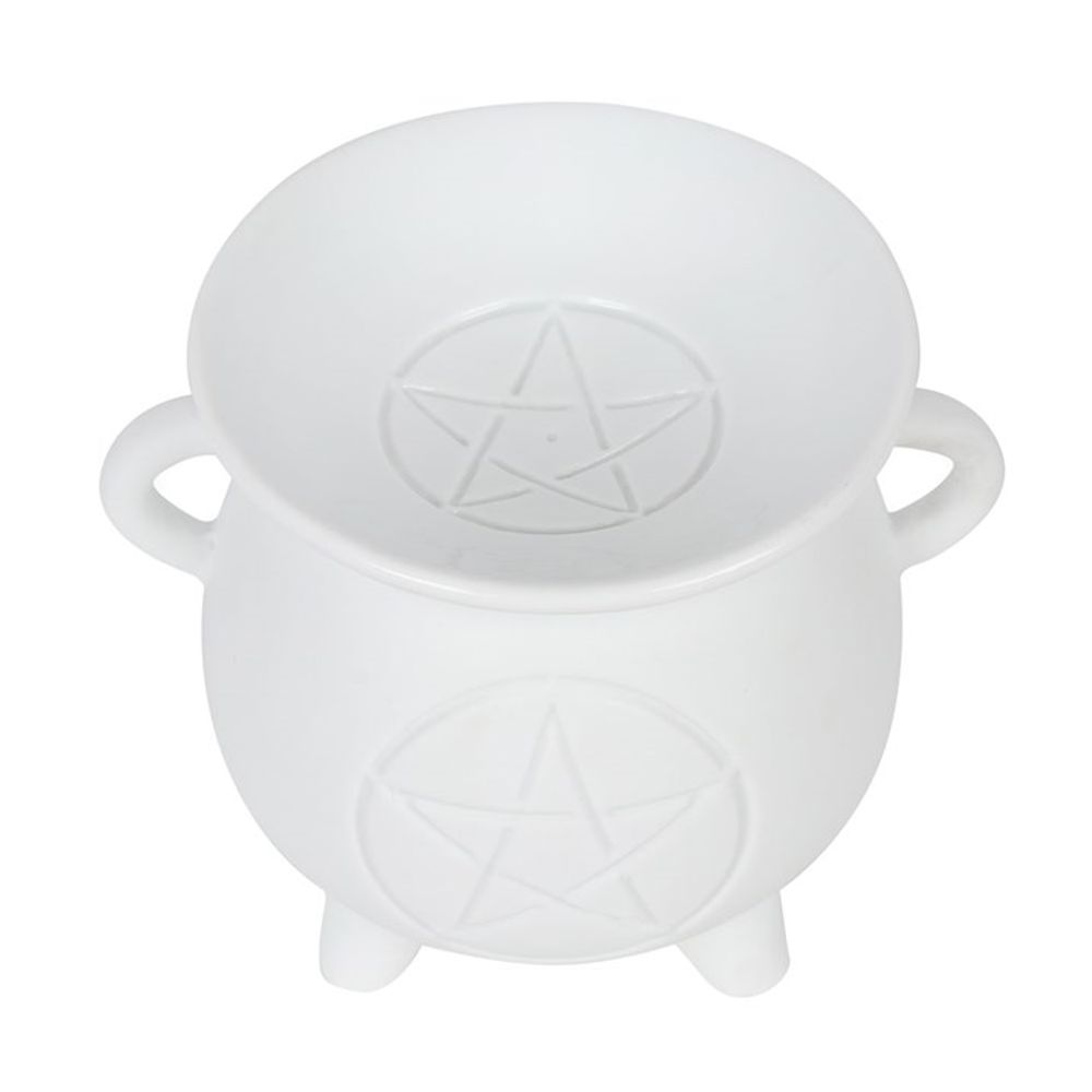 WHITE PENTAGRAM CAULDRON OIL BURNERS