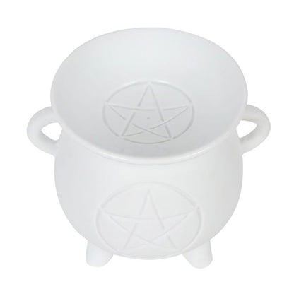 WHITE PENTAGRAM CAULDRON OIL BURNERS