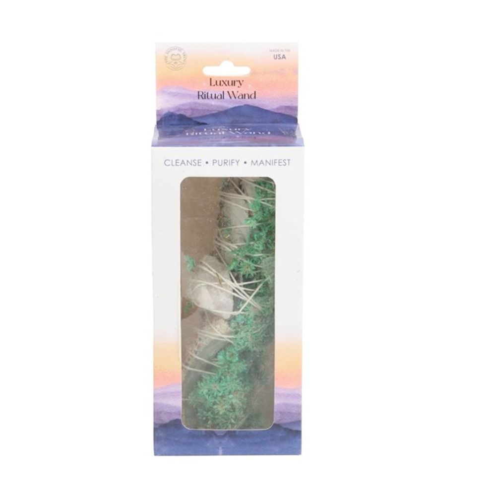 Eleanoras White Sage, Abalone & Quartz Ritual Wand Smudge Stick  6in Smudge Sticks
