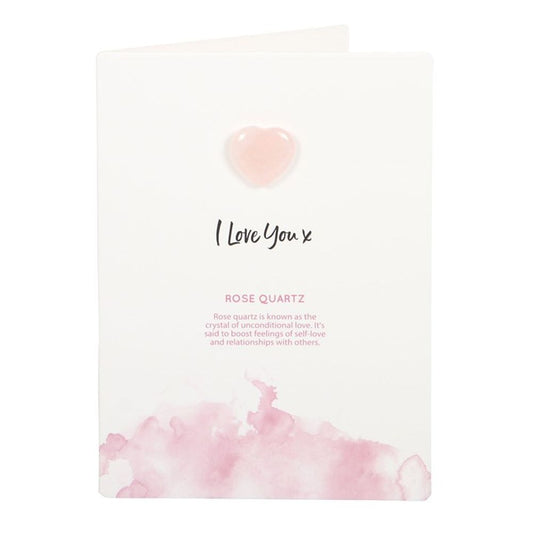 Eleanoras I Love You Rose Quartz Crystal Heart Greeting Card 