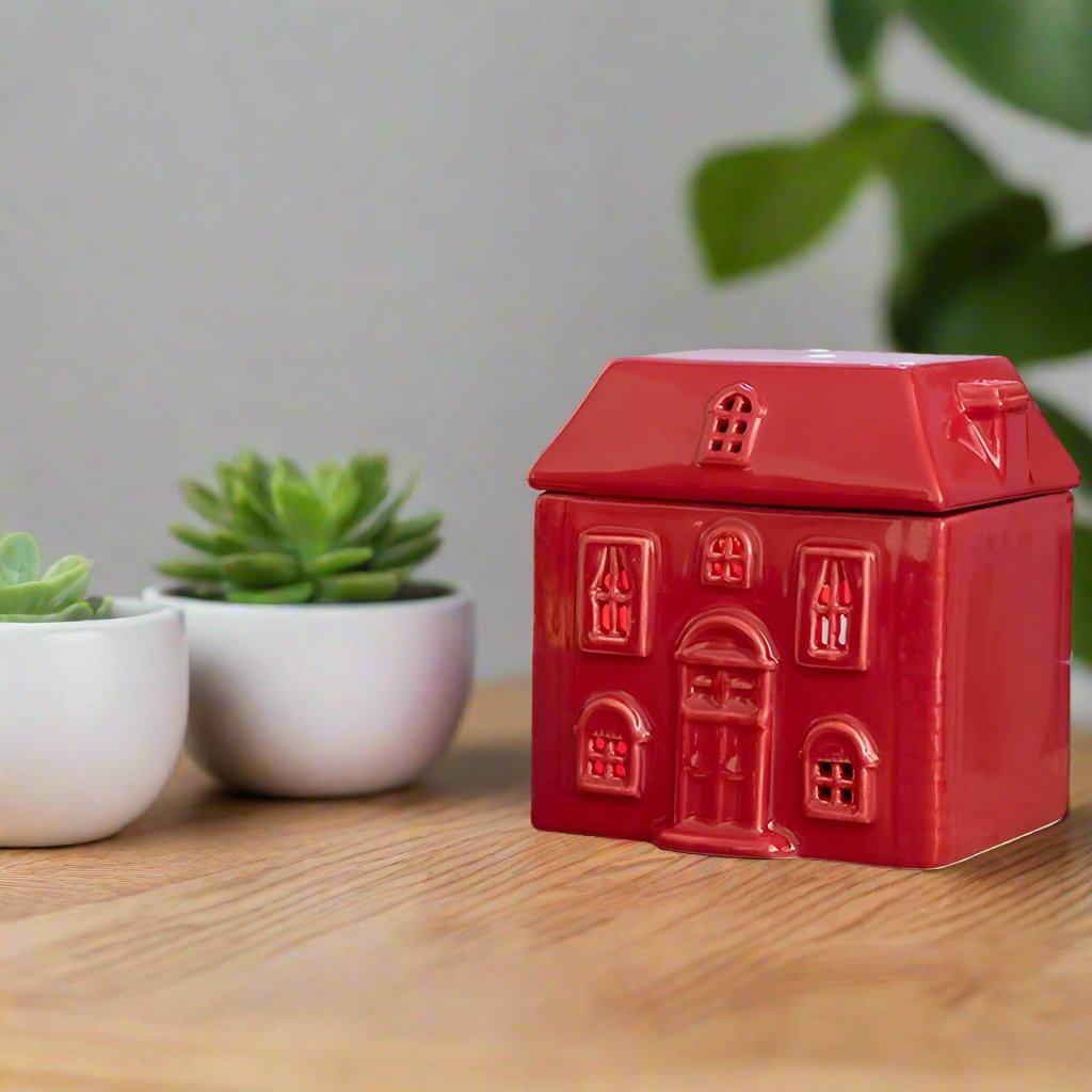 RED CERAMIC HOUSE OIL BURNER